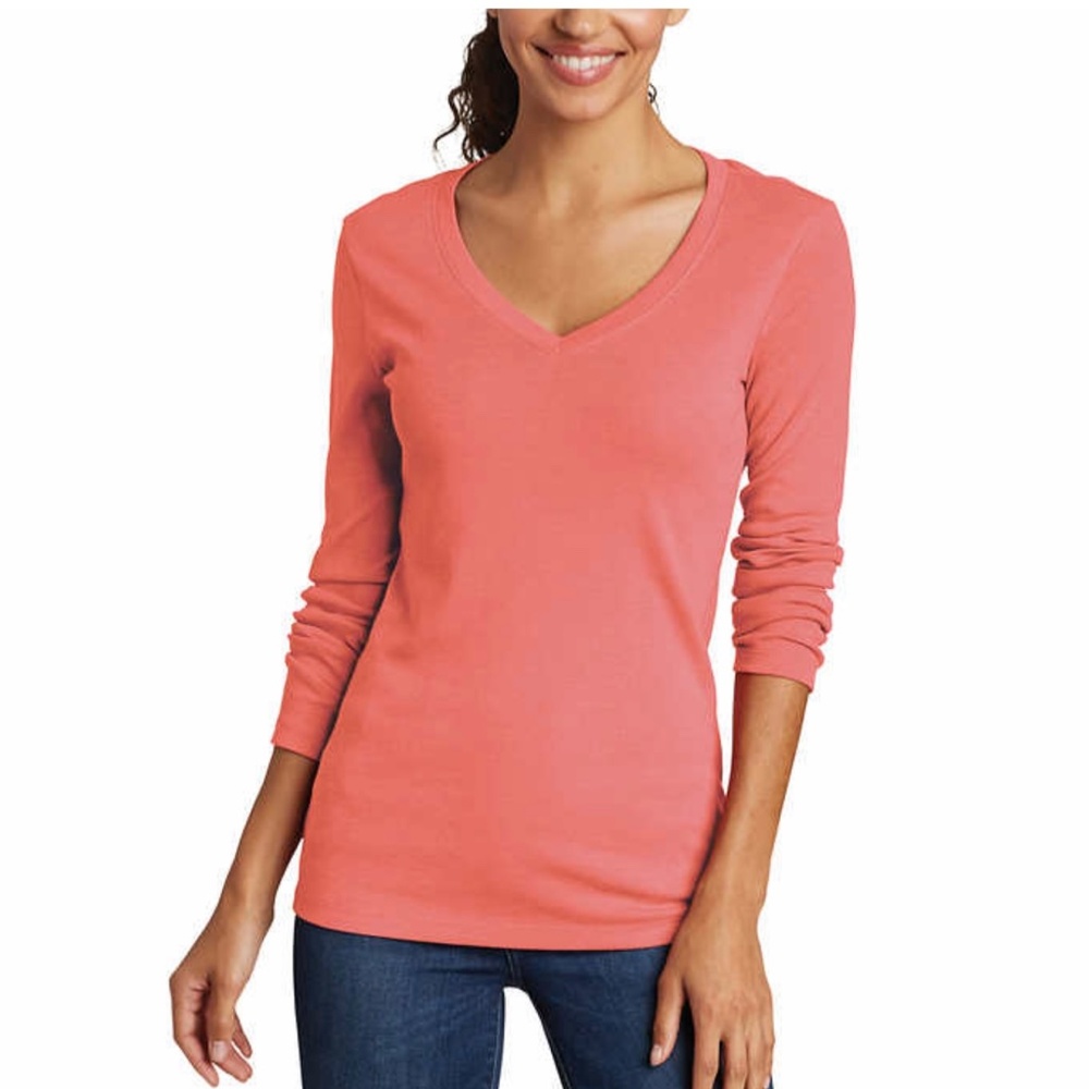 Eddie Bauer Ladies Long Sleeve V-Neck 2 Pack Lightweight Slim Fit. Sizes SM-XL - Picture 4 of 6